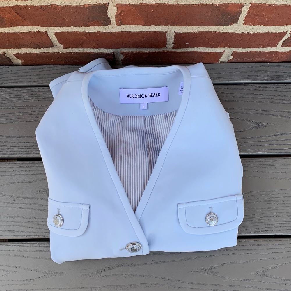 Veronica Beard Isola Crepe V-Neck Blazer